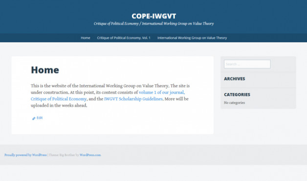 Website of the International Working Group on Value Theory Back Online